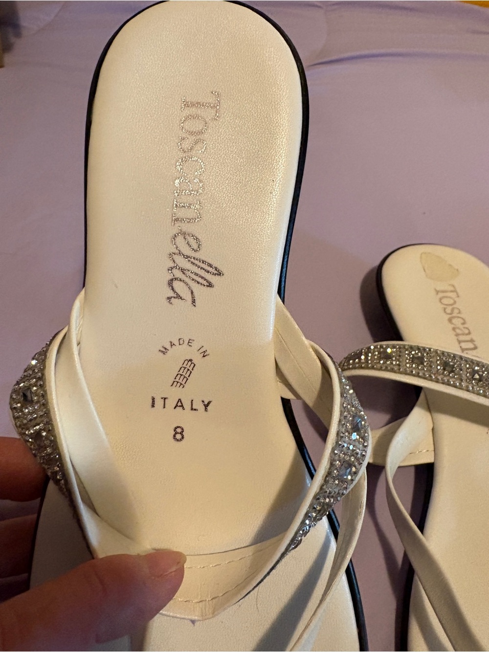Toscana Ella White Crystal-Trim Thong Sandals - Picture 7 of 7